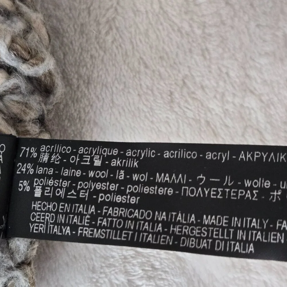 Zara Knit Oversized Chunky Knit Pullover Sweater gray/tan size M - Picture 8 of 9